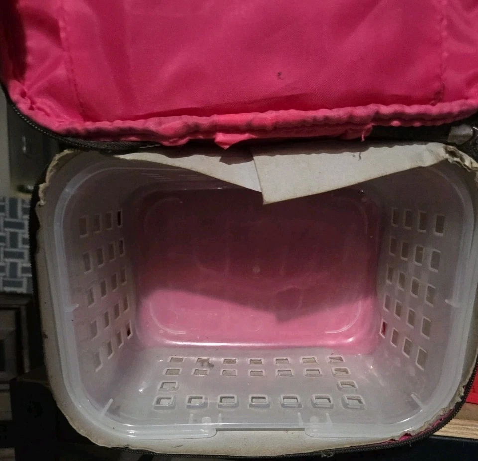 Vtg Modella Make up Case Travel Storage Brown With Tan Polka Dots Pink Inside  - Image 4 of 4