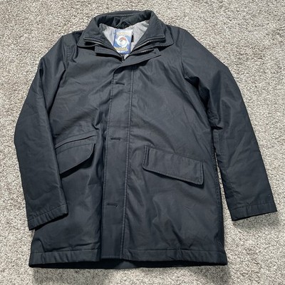 J. Crew Mac Car Coat Women s Small Navy Blue Full Zip Button Stretch Primaloft 