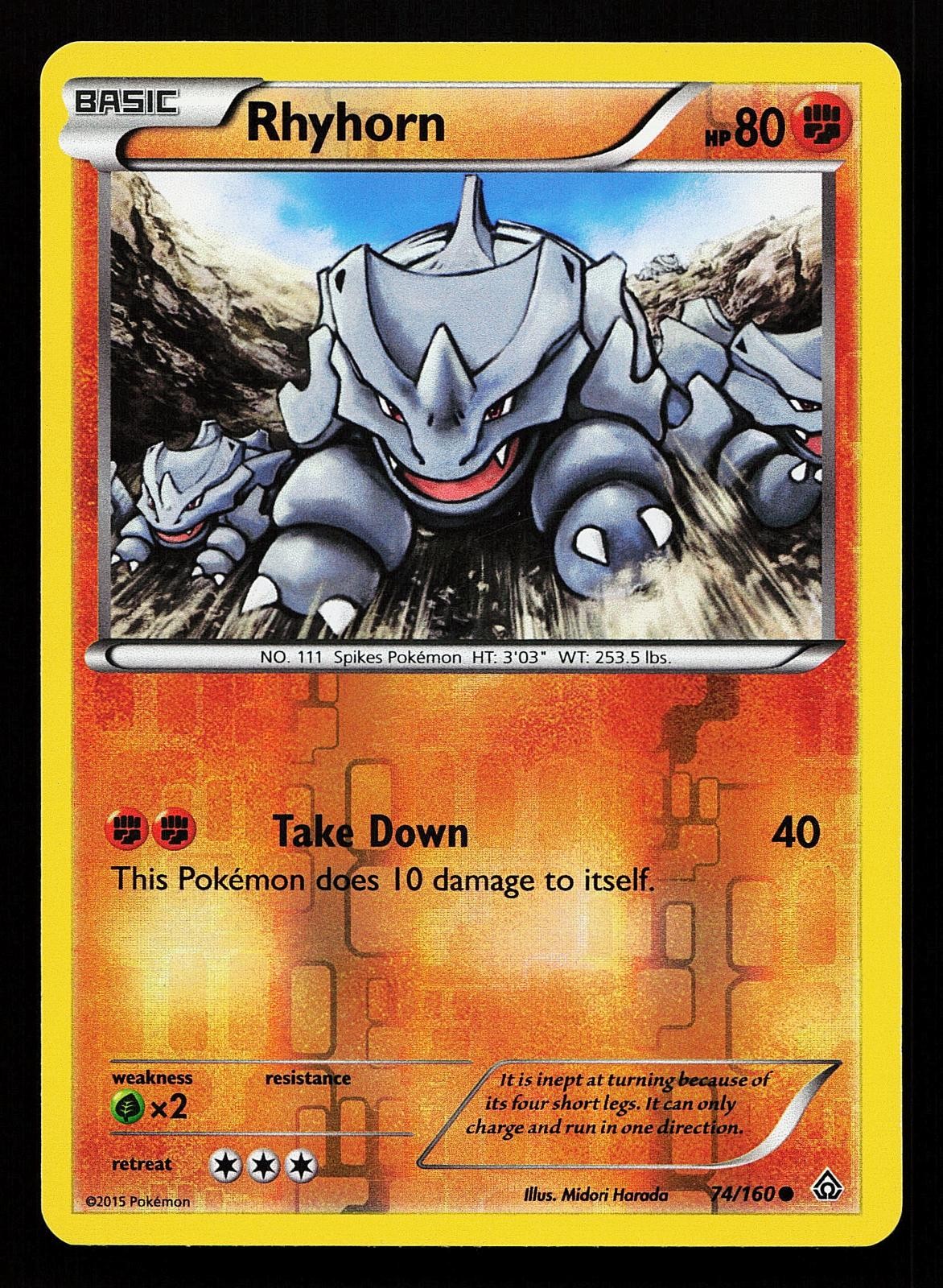 Rhyhorn 74/160 Reverse Holo Common Primal Clash Pokemon Card
