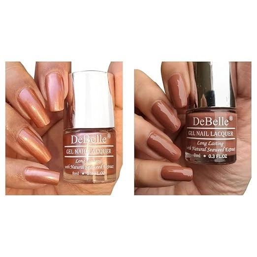 DeBelle Gel Nail Polish Combo pack of 2 | Long Lasting | Seaweed Enriched | Toxi