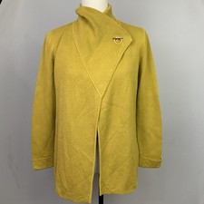 Cárdigan Suéter Marla Wynne Talla XS Chartreuse Mostaza Asimétrico Palanca Tejido