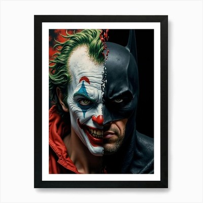 Batman und Joker Kunstdruck gerahmt Wandbild Poster Leinwanddruck Bild