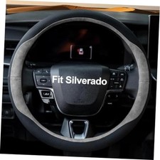 Customized Auto Car Steering Wheel Cover for Chevy Silverado 14.5-15 inch gray