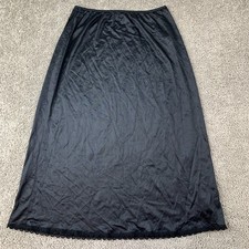 Warner's Skirt Slip Women's M Black Nylon Lace Trim Pull On Elastic Waistband