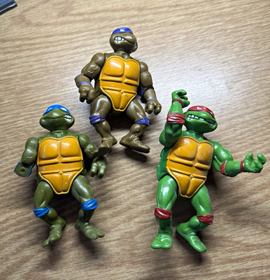 Playmates Toys TMNT 1988 Set Lot of 3 Donatello Leonardo Raphael Plastic
