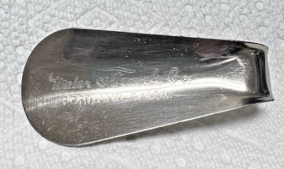 Vintage Meier & Frank Co Portland Salem Metal Shoehorn Advertisement Shoe Horn