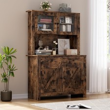 Kitchen Pantry Cabinet with Microwave Stand, Freestanding Hutch Cabinet with ...
