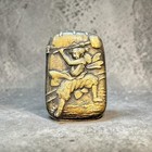 Antique Japanese Brass Vesta Case Samurai Holding tsuchi Meiji