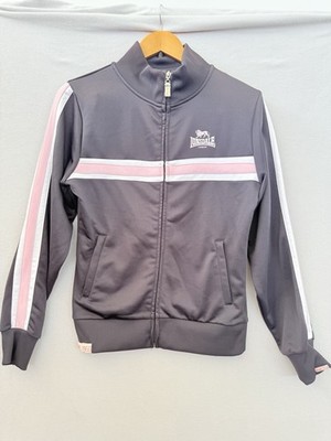 Lonsdale Track Jacket Grey Pink/White Stripes Size US 12