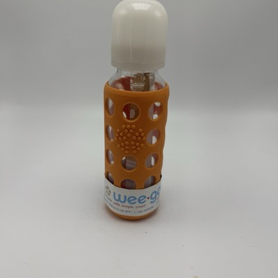 Lifefactory Orange 9 oz BPA-Free Glass Baby Bottle stage 2 nipple  NEW