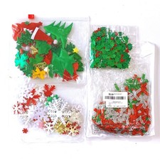 Christmas Craft Supplies Lot Embellishments Bows Holly Trees Snowflakes Holidays