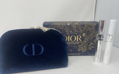 New Christian DIOR DiorShow Iconic Overcurl & Volume Mascara Blue Velvet Bag Set