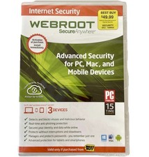 WEBROOT Secure Anywhere Internet Security 3 Devices Antivirus Mobile PC Mac New