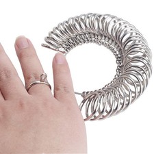 Silver Metal Ring Sizer Gauge Mandrel Finger Sizing Measure Stick Standard Tool