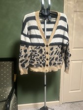Guess Womens Beige/Black Striped Animal Print...