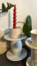 White Ceramic Candlestick Holder.