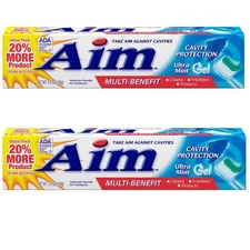 2 Pack Aim Multi-Benefit Cavity Protection Gel Toothpaste Ultra Mint,  5.5 Oz