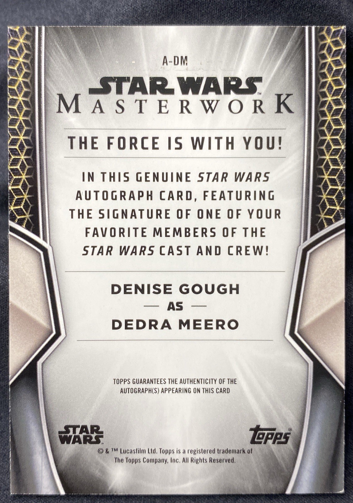 2025 Topps Star Wars Masterwork Dedra Meero On-Card AUTO /Signature Denise Gough view 2