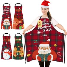 4 Pack Plus Size Christmas Kitchen Aprons Women Men Adjustable Waterproof Bib