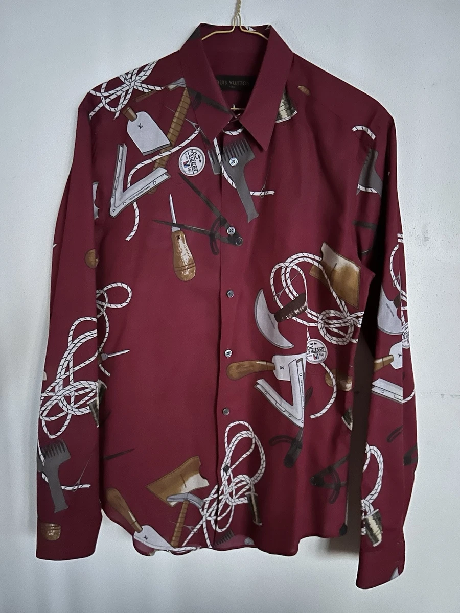 Louis Vuitton yk 赤い長袖シャツ 36 Louis Vuitton Long Sleeve Button-Up Casual Button-Down Shirts for