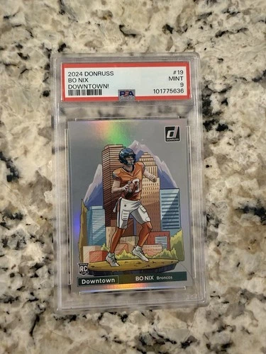 2024 PANINI DONRUSS DOWNTOWN! #19 BO NIX PSA 9 BRONCOS RC ROOKIE NFL