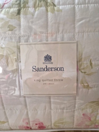 SANDERSON "ADELE" Raspberry/Ivory Floral KING Quilted Bedspread Throw NWT. £340 - Picture 3 of 11