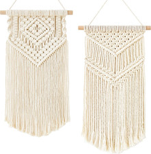 Small Macrame Wall Hanging 2 Pcs Woven Tapestry Wall Art Decor - Beautiful for B