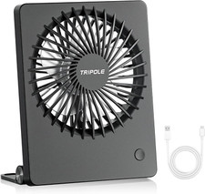 Mini USB Desk Fan 3-Speed Portable Quiet Fan for Home Office Travel   Black