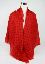 Gucci Ghost Red Modal/Silk GG Skull Print Large Square Scarf Shawl 453225 6568