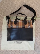 BURBERRY Diaper Tote Bag with Calf Grain Leather  Gold Trim