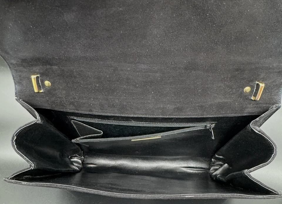 Bolso sin asas convertible vintage Bruno Magli de cuero gamuza charol dorado Foto 4 de 4