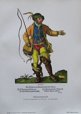 Fuhrmannstracht von Weigel - Originaldruck aus ca 1910 Trachten Litho print 