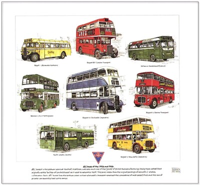 AEC BUSES of the 50's & 60's - FINE ART PRINT - Regent Regal Reliance Renown etc