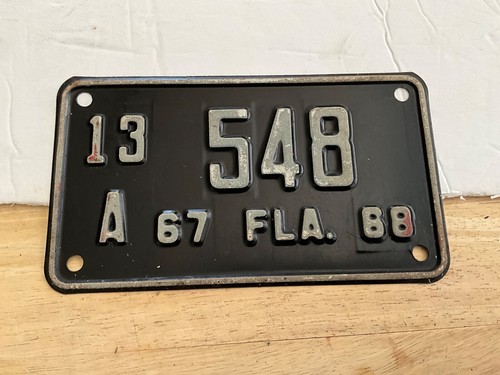 1967 1968 Florida Motorcycle License Plate Tag 13 A 548 Leon - Picture 2 of 3