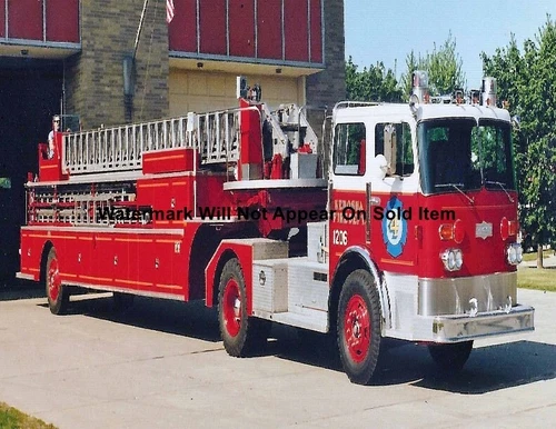 Pirsch Tiller Aerial Ladder Fire Truck Kenosha Wis Photograph Print 8.5x11"