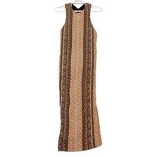 Ecote Striped Tribal Print Maxi Dress Size S Racerback Tan Boho Beach Summer