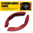 Universal Red Non-Slip Steering Car Wheel Booster Cover Carbon Fiber Accessories