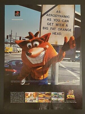 Crash Bandicoot Racing CTR PS1 PSX Playstation 1 Ad Print 