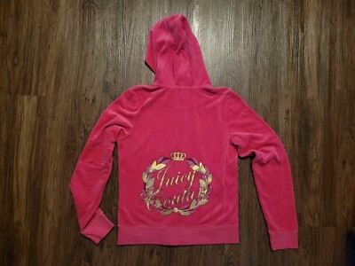 Juicy Couture Hot Pink Velour Hoodie FullZip Embellished