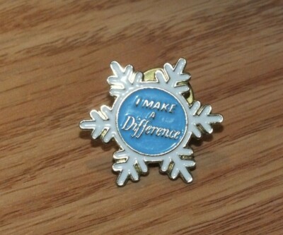 Blue & White Snowflake Collectible I Make a Difference Lapel Pin 