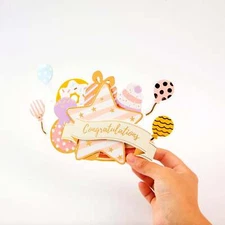 Star and Balloons Congratulation Card - Pop Up Greeting Card with Envelope