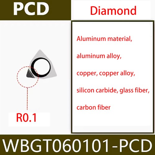 Finish machining R0.1 TBGT06 TPGH08 TPGH09 TPGH11 Diamond INSERT PCD WBGT060101 - Picture 6 of 10