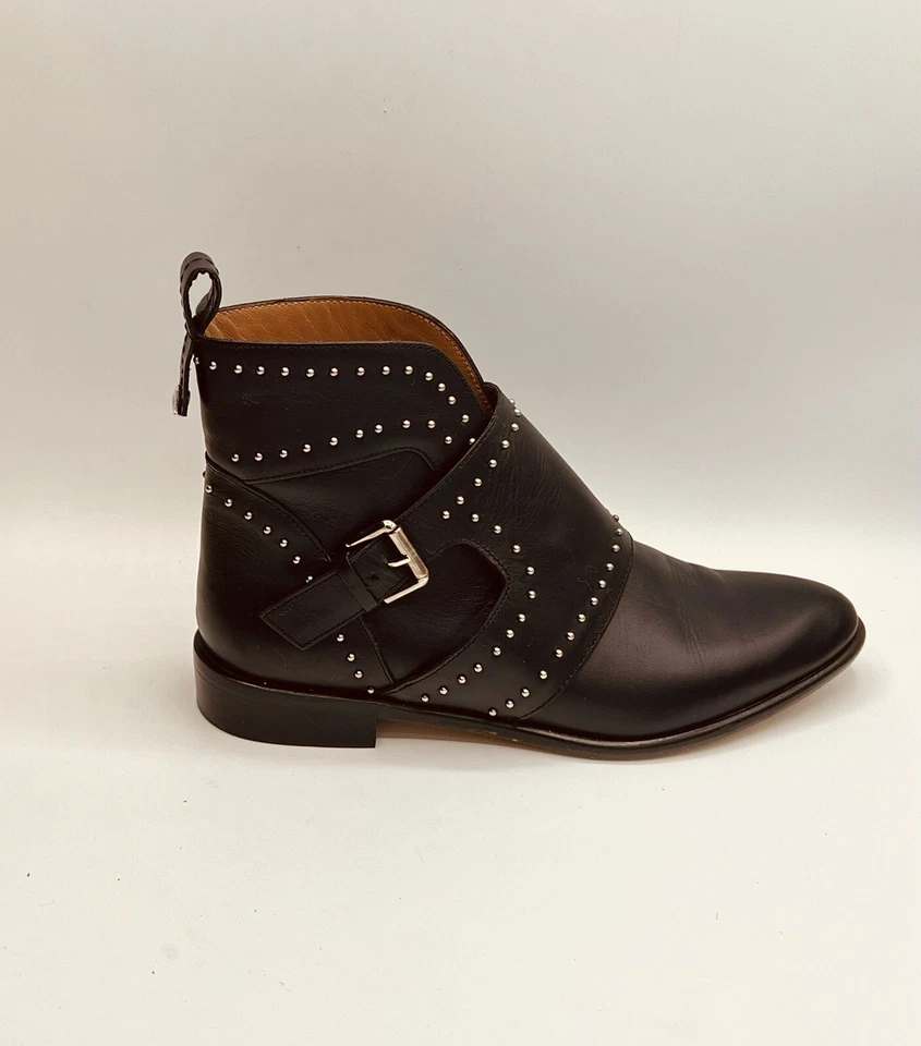 Botines Emporio Armani piel de becerro cuero negro tachonado hebilla correa 37/7 Foto 3 de 4