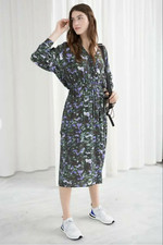 & Other Stories Abstract Floral Print Midi Dress Size 10