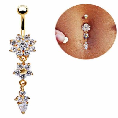 Banane mit Anhänger Bauchnabel Piercing Gebogener Stab Zirkonia Nabel Kristall 