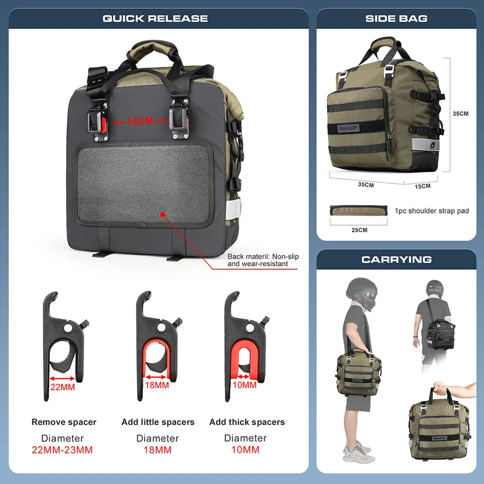 1 pieza Nuevo 20L Motocicleta Moto Sillín Bolsa Ajuste Universal Impermeable Equipaje Caja Foto 4 de 4