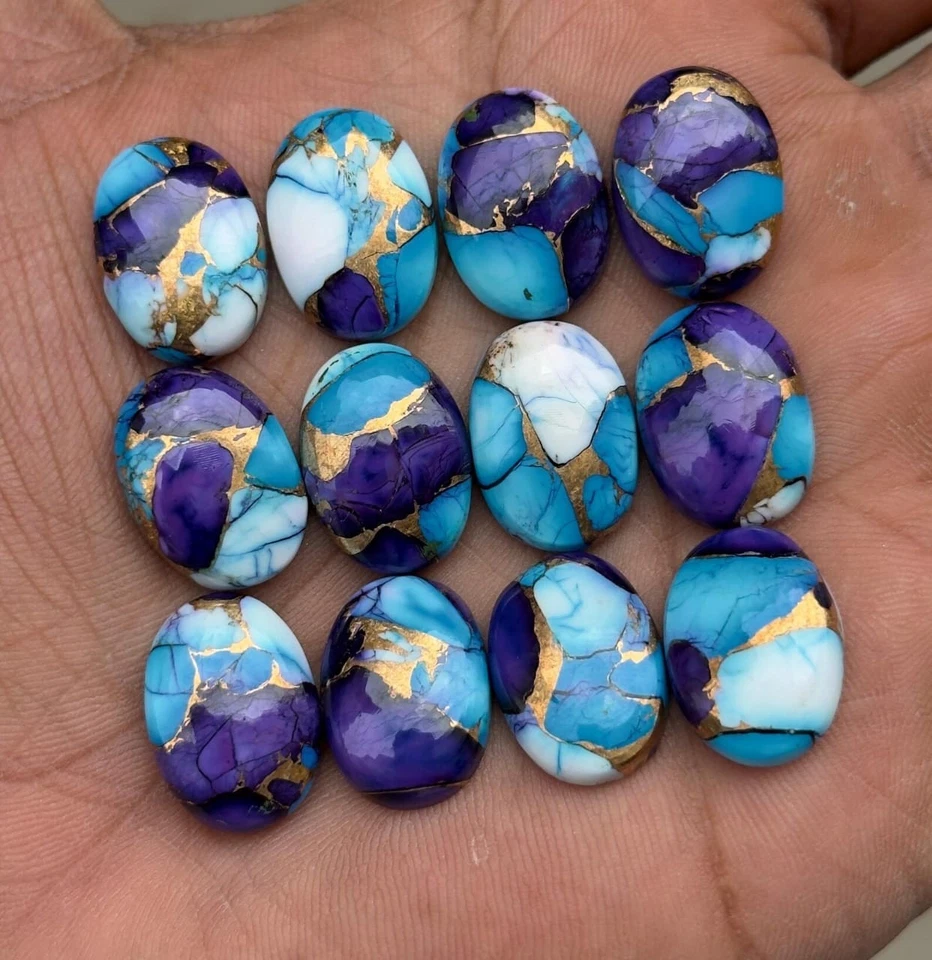 Cabujón turquesa caramelo violeta grado AAA cabujón ovalado piedras preciosas sueltas Foto 4 de 4