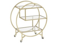 Servierwagen Glasplatte Transparent / Gold Mit Rollen GlamouröS Colton