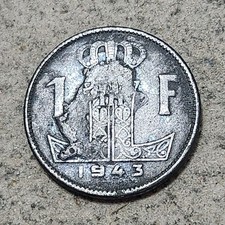 BELGIUM 🇧🇪 ONE (1) FRANC COIN 1943 (KING LEOPOLD III / WARTIME)