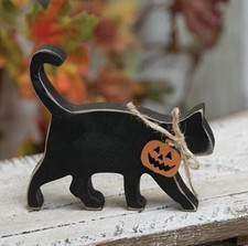 NEW Primitive cat Black Wood HALLOWEEN JACK O...
